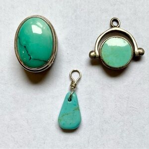 Bundle of Turquoise Charms Set in Sterling Silver